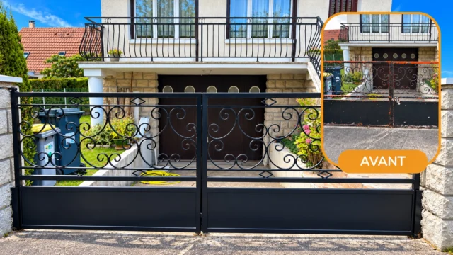 Travaux de peinture sur un portail