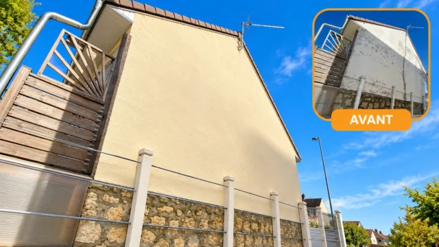 Avant-après de la rénovation d’un pignon de maison