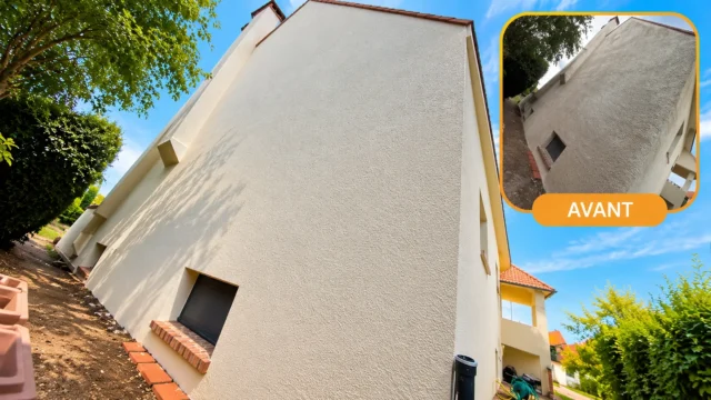 Avant-après d’un pignon de maison rénové